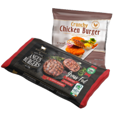 Black Angus burger of crunchy chicken burgers